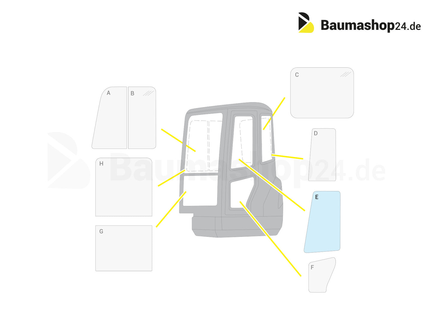 Original Kubota Door Glass Upper RG268-47140 for KX027-4 | KX030-4